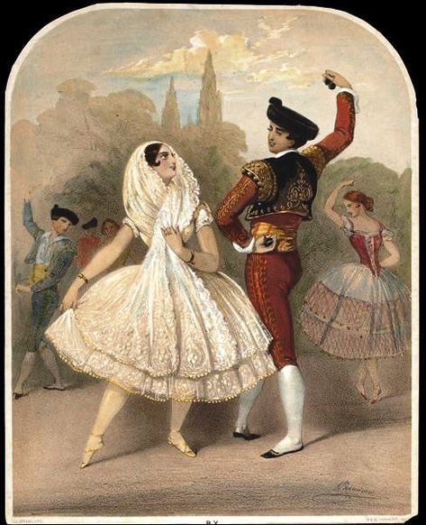 Flamenco Art, Spanish Dancers, Opera Costumes, 19th Century Aesthetic, Two Dancers, Spanish Costume, Spanish Dancer, Vintage Dance, Crafting Inspiration