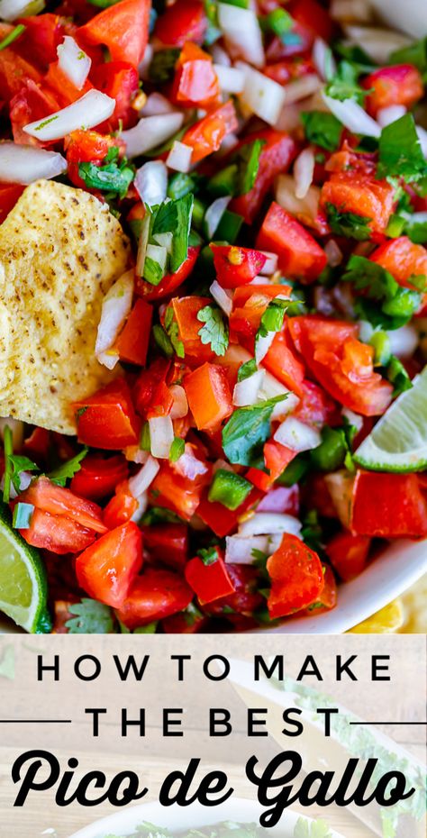 How to Make Authentic Pico de Gallo from The Food Charlatan. Learn how to make the best Pico de Gallo! It's a very simple Mexican salsa with tomatoes, onions, jalapeno, cilantro, and lime juice. Humble ingredients come together to make one of the best appetizers of all time! You will never look at tacos the same after topping them with this magical stuff. #picodegallo #salsa #Mexican #cold #fresh #appetizer #dip #forparties #easy #recipe #receta #authentic #best #homemade #restaurant #picodegalo