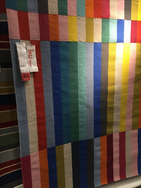 Striped Kilimanjaro rug at IKEA (halved) dec2016 Ikea Striped Rug, Halved Rug Ikea, Ikea Halved Rug, Camping Bedroom, Ikea Rug, Open Plan Living And Dining, Toy Room, Apartment Tour, Room Redo