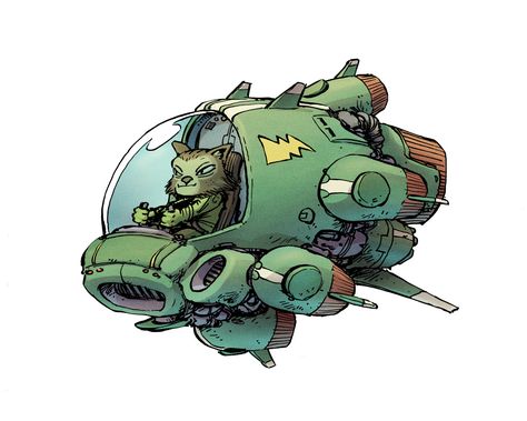 ArtStation - Cat Pilots , Jerel Dye Trailmakers Ideas, Alien Cat Drawing, Alien Cat Art, Animal Vehicle Concept Art, Cat Spaceship, Cats In Space Drawing, Pilots Art, Cartoon Cats, Retro Robot