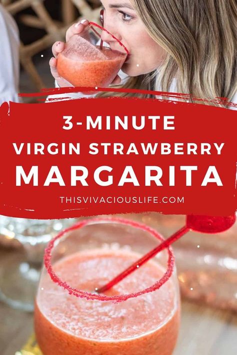 Virgin Strawberry Margarita Recipe, Virgin Strawberry Margarita, Strawberry Margarita Mocktail, Non Alcoholic Margarita, Margarita Mocktail, Virgin Margarita, Strawberry Basil Margarita, Cranberry Mocktail, Margarita Punch