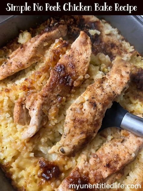 Simple No Peek Chicken Bake Recipe - Easy No Peek Chicken And Rice, Don’t Peek Chicken, No Peek Chicken With Minute Rice, No Peak Chicken With White Rice, No Peak Chicken, No Peek Chicken And Rice, Super Simple Dinner, Chicken Bake Recipe, No Peek Chicken