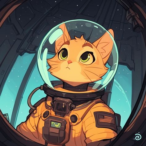 Astronaut Cat Drawing, Orange Cat Drawing, Space Theme Art, Cat Character Design, Animal Character Design, Cats In Space, Cat In Space, Cat Astronaut, Cat Work