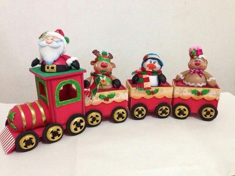 Christmas Topper, Dollhouse Christmas, Xmas Deco, Christmas Clay, Paper Christmas Tree, Christmas Sleigh, Christmas Train, Navidad Christmas, Holiday Crafts Christmas