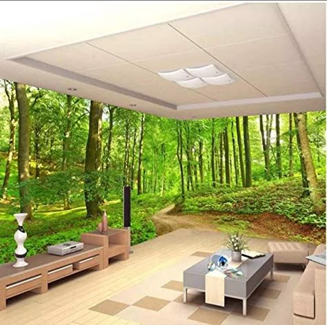 Wallpaper Design Ideas, Room Wallpaper Designs, 3d Forest, Tv Backdrop, Wall Painting Ideas, 3d Wallpaper For Walls, Backdrop Wall, Trees Forest, Wallpaper Green