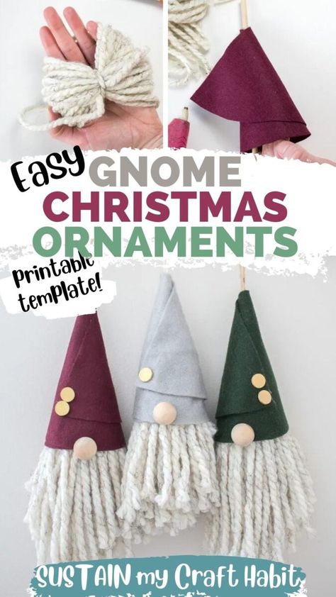 Diy Gnome Christmas, Gnome Christmas Ornaments, Gnome Craft, Gnome Crafts, Christmas Ornament Template, Diy Gnome, Christmas Ornament Storage, Easy Christmas Ornaments, Christmas Crafts For Kids To Make