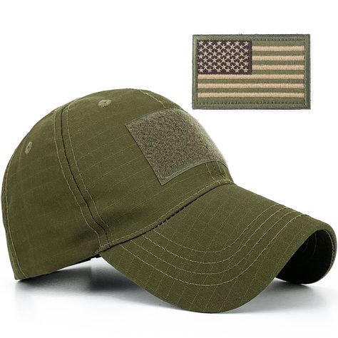 PRICES MAY VARY. 65% Polyester & 35% Cotton Camo Baseball Hats with Flag Imported Hook and Loop closure Hand Wash Only Fabric : 65% polyester & 35% cotton, 6 Panel Baseball Cap With US Flag Embroidered Patch, Lightweight And Durable For Wear Basic Every Day Practical Occasion : Indoor Daily Use And Outdoor Sports. Ideal For Varied Regions Such as Shooting, Hunting, Hiking, Camping, Ect Unique And Stylish Design : Classic Unstructured Patriotic Cap Always Been Great For Pairing With All Your Casu Hat With Patch, Tactical Operator, American Flag Hat, Mens Hats Baseball, Flag Hat, Camo Hats, Men Baseball Cap, Green Hat, Military Hat