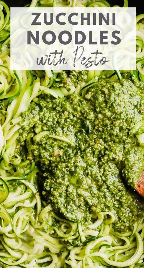 Super delicious zucchini noodles with pesto that is made from basil and almonds. Cook Zucchini Noodles, Zucchini Noodles With Pesto, Pesto Zucchini Noodles, Baked Chicken Wings Oven, Zucchini Noodle Recipes, How To Cook Zucchini, Spiralized Zucchini, Oven Baked Salmon, Wholesome Yum