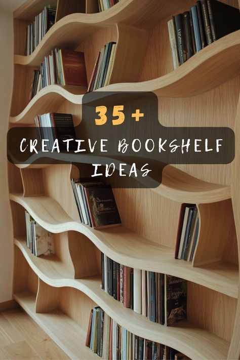 Transform your space with 35 creative bookshelf ideas that add personality and charm. 📚 From floating shelves to ladder racks, these designs offer innovative ways to showcase your book collection. Want to give your library a unique touch? Click to explore all the bookshelf ideas! #BookshelfDesign #CreativeLibrary #HomeInspiration #FloatingShelves #LadderRacks #BookCollection #UniqueSpaces Interesting Bookshelves Ideas, Floating Shelf Book, Book Shelf Alternative, Hanging Bookshelf Diy, Creative Bookshelf Ideas, Creative Bookshelves Modern, Unique Bookshelf Ideas, Unique Bookshelf Design, Small Wall Bookshelf Ideas