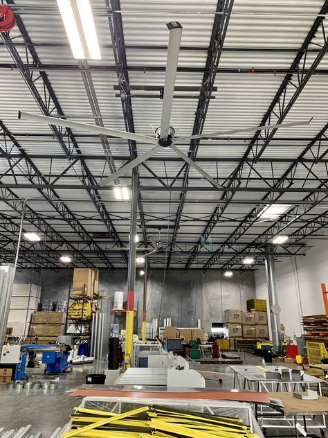 Warehouse Fans | Big Warehouse Ceiling Fans | Refresh Fans Canada Big Ceiling Fan, Warehouse Ceiling, Energy Audit, Industrial Fan, Industrial Space, Push It, Boost Productivity, Hvac System, Industrial Buildings