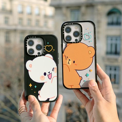 Milk And Mocha Phone Case, Phone Cases For Friends, Matching Phone Cases Bff Aesthetic, Best Friends Phone Cases Diy, Cute Painting On Phone Case, Panda Mobile Covers, Cute Matching Phone Cases For Couples, Cute Drawings For Phone Cases, Phone Covers Ideas