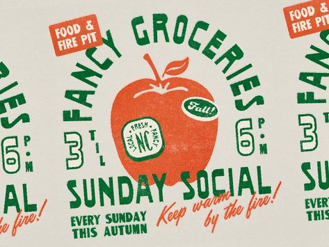 Fall Sunday Social graphic by Rebekah Rhoden Fall Sunday, Agriculture Logo, Kentish Town, Self Branding, Fall Graphic, Logo Design Ideas, Vintage Graphic Design, Postcard Design, Best Logo Design