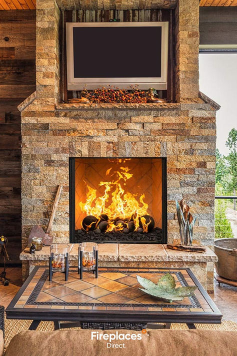 Logs in fireplace decorative