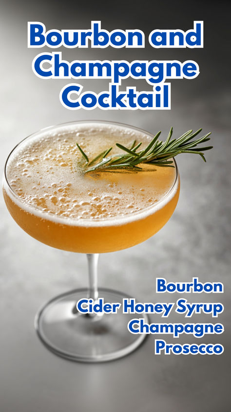 Bourbon and Champagne Cocktail Bourbon And Champagne Cocktail, Bourbon Champagne Cocktail, Bourbon Cider, Cocktail Cards, Alcoholic Treats, Bourbon Recipes, Bourbon Cocktail, Champagne Cocktails, Prosecco Cocktails