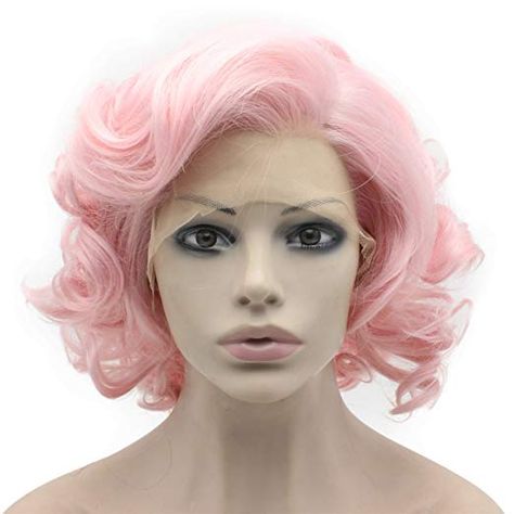 Short Curly Wig, Hair References, Curly Hair Photos, Short Curly Wigs, Pink Wig, Curly Wig, Wigs Online, Hair Lace, Synthetic Lace Front Wigs