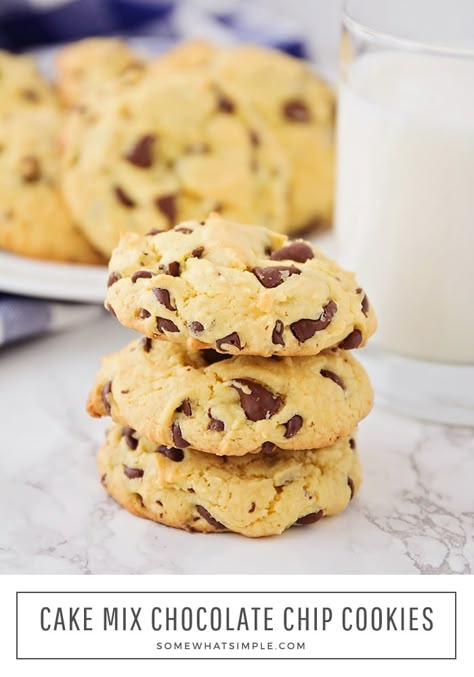 Chocolate Chip Cake Mix Cookies, Cake Mix Chocolate Chip Cookies, Easiest Cookies, Cake Mix Cookie Bars, Mix Chocolate, Cake Mix Desserts, Cake Mix Cookie Recipes, Easy Chocolate Chip Cookies, Chocolate Chip Cake