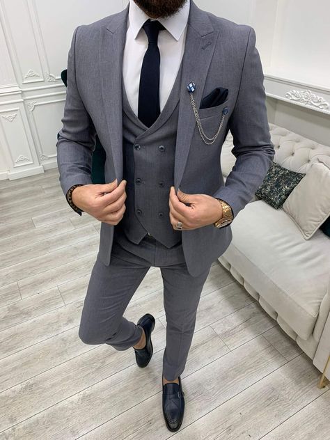 Black And Grey Suit, Peak Lapel Suit, Grey Slim Fit Suit, Dark Gray Suit, Charcoal Gray Suit, Suit Man, Pants Gift, Suits Men, Suit Material