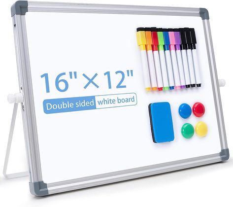 Multi-Use Dry Erase Board: The double-sided white board for desk provide you extra writing space. It allows you to have two projects going. ARCOBIS small whiteboard with stand is the best tool for small group teaching, home teaching or memo. It can hang or stand on almost any place to remind you not to forget the important thing. Small White Board, Desktop Whiteboard, Whiteboard Stand, Small Whiteboard, Stem Projects (early Elementary School), Dry Erase Board Calendar, Whiteboard Calendar, Calendar Board, Learning Sites