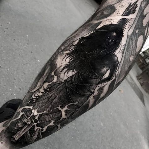 Demon Tattoo, Witch Tattoo, Scary Tattoos, Creepy Tattoos, Horror Tattoo, Dark Art Tattoo, Dark Tattoo, Sleeve Tattoos For Women, Tattoo Sleeve Designs