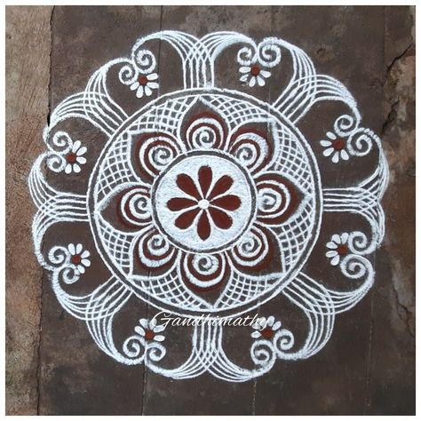 Deepam Rangoli Designs, Kolam Painting, Circle Rangoli, Jhoti Design, Diwali Kolam, Simple Kolam Designs, Flower Rangoli Designs, Margazhi Kolam, Small Kolam