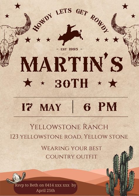 Country cowboy themed birthday Invitation Cow Boys, Country Cowboy, Cool Countries, Cow Boy, Country Outfits, Invitation Paper, Gift Registry, Custom Clothes, Birthday Invitations