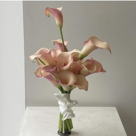 Bridal Aesthetic, Pink Calla Lilies, Contemporary Flower Arrangements, Calla Lily Bouquet, Wedding Reception Flowers, Wedding Bouquets Pink, Bouquet Bridal, Aesthetic Flowers, Reception Flowers