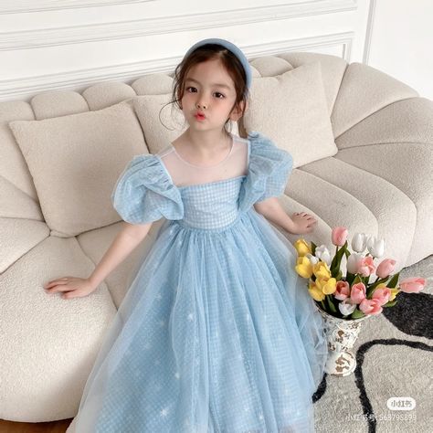 Princess Dress Aesthetic, Special Photoshoot, Princess Costume Kids, Girls Princess Dress, Girls Blue Dress, Aesthetic Dress, Birthday Girl Dress, Princess Costume, Korean Fashion Dress