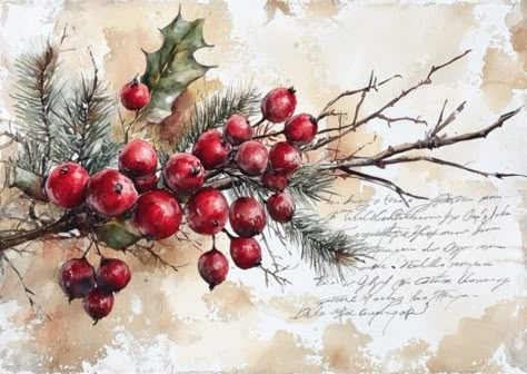 61 Christmas on the Farm Junk Journal Pages - Free Download - Hello Brazen Watercolor Christmas Art, Xmas Watercolor, Christmas On The Farm, Christmas Scrapbook Paper, Holiday Greenery, Winter Watercolor, Christmas Pics, Diy Christmas Decorations Easy, Christmas Coasters