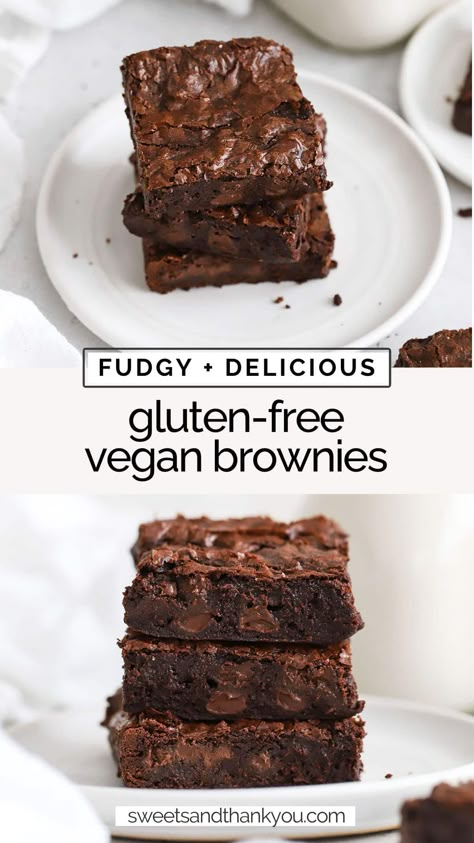 Brownies No Eggs, Brownies Without Eggs, Fudgy Vegan Brownies, Vegan Gluten Free Brownies, Best Vegan Brownies, Brownies Fudgy, Brownie Vegan, Gluten Free Brownies Recipe, Flax Eggs