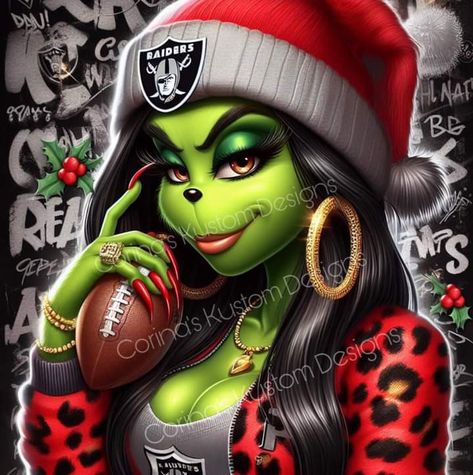 Girl Middle Finger, Raiders Christmas, Raiders Tattoos, Bratz Doll Makeup, Grinch Coloring Pages, Dallas Cowboys Funny, Pooh Pictures, Grinch Images, Raiders Wallpaper