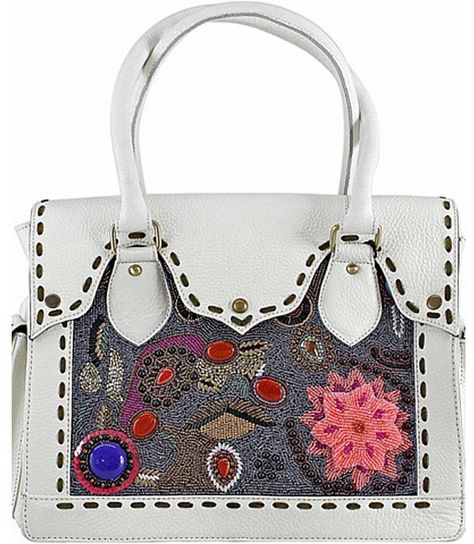 Pin for Later: The Hottest Spring Handbag Trends to Know Now  Vintage Addiction Hand Beaded and Embroidered Leather Bag ($599) Beaded Leather Bag, Beaded Shoulder Bag, Spring Handbags, Embroidered Handbag, Embroidered Leather, White Purses, White Handbag, Best Handbags, Trending Handbag