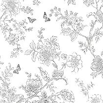 Peelable Wallpaper, Farmhouse Wallpaper, Charcoal Wallpaper, Toile Wallpaper, Floral Toile, Cottage Shabby Chic, Country Cottage Style, Modern Farmhouse Bathroom, Cottage Bedroom