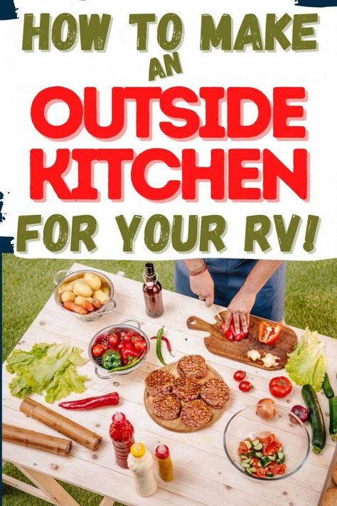 15 Essentials To Setup Your RV Outdoor Kitchen! - RV Camping & Adventure Rv Outdoor Kitchen Ideas, Rv Outdoor Kitchen, Camp Kitchen Ideas, Portable Outdoor Kitchen, Camping Kitchen Set Up, Portable Camp Kitchen, Rv Cooking, Delicious Healthy Food, Outdoor Camping Kitchen