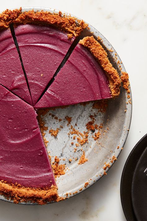 Ube Pie Recipe - NYT Cooking Ube Pie Recipe, Ube Pie, Japanese Purple Sweet Potato, Julia Childs, Ube Recipes, Thanksgiving Pie Recipes, Chess Pie, Purple Yam, Chocolate Pecan Pie