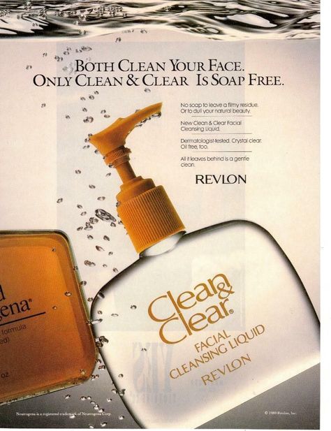 80s Skincare, Clean And Clear, Retro Makeup, Retro Beauty, Retro Ads, Skin Care Brands, Cosmetic Packaging, Cosmetics Brands, Facial Cleansing