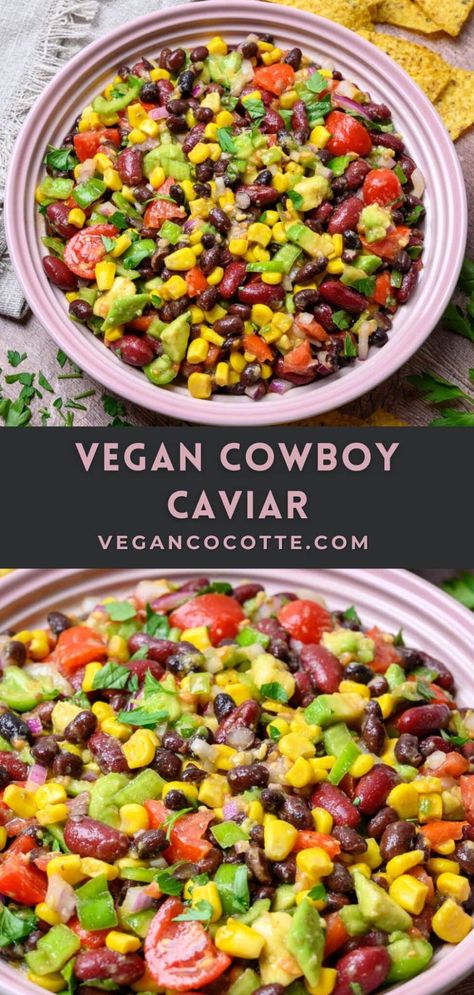 Vegan Cowboy Caviar Cowboy Caviar Vegan, Gf Df Potluck Ideas, Vegan Friendly Appetizers, Dairy Free Football Party Food, Appetizer Recipes Dairy Free, Mexican Food Sides, Vegetarian Hors D’oeuvres, Vegan Dishes For A Party, Vegan Cowboy Caviar