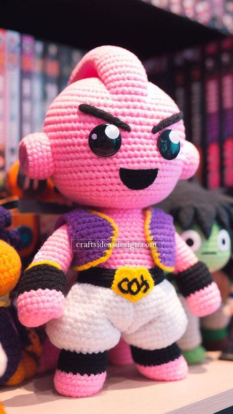 Majin Buu Amigurumi - Free Pattern - Crafts Ideas Dragon Ball Z Crochet, Crocheted Stuffies, Anime Amigurumi, Vegeta Dragon Ball Z, Majin Buu, Crochet Snowman, Crochet Disney, Crochet Dolls Free Patterns, Goku Vegeta