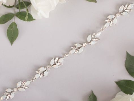 The bridal belt for wedding with Opal crystals, Sash for bride with rhinestones, Wedding dress belt Wedding Dress Sash Belt, Ethereal Bride, Silver Wedding Dress, Bridal Sash Belt, Wedding Dress Sash, Opal Wedding, Wedding Dress Belt, Wedding Sash Belt, Bridal Earrings Pearl