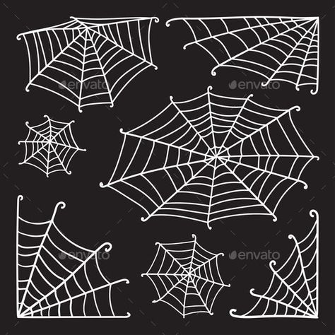 Set of Spider Web and Halloween Cobweb Decoration Background Line Art, Halloween Web, Scary Images, Web Spider, Underground Tunnels, Graphic Design Flyer, Spider Webs, Sketch Style, Spooky Scary