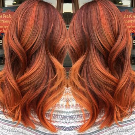 A look at the pumpkin spice hair trend taking Instagram by storm. Spice Hair Color, Pumpkin Spice Hair Color, Pumpkin Spice Hair, Highlight Ideas, Hair Highlight, Hair Color Orange, Violet Hair, Dimensional Color, Gorgeous Hair Color