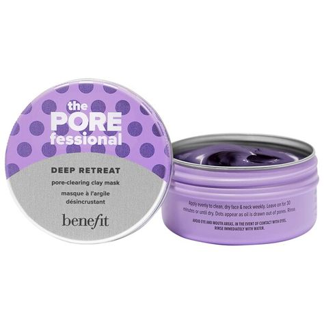 Mini The POREfessional Deep Retreat Pore-Clearing Clay Mask - Benefit Cosmetics | Sephora Clay Mask Benefits, Kaolin Clay Mask, Pore Mask, Clay Face Mask, Clear Pores, Clay Faces, Dry Face, Pore Cleansing, Oily Skin Care