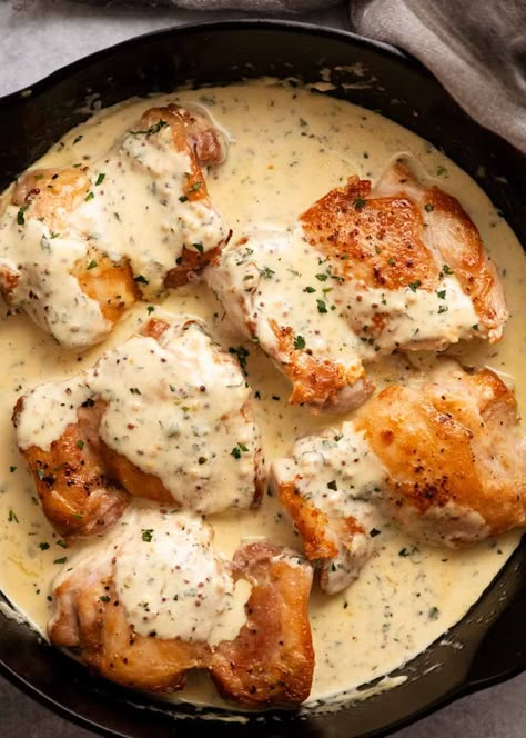 Chicken in Creamy Mustard Sauce Mustard Sauce For Chicken, Tin Eats, Cream Sauce For Chicken, Chicken Shawarma Recipe, Creamy Mustard Sauce, Shawarma Recipe, Ways To Cook Chicken, Recipetin Eats, Recipe Tin