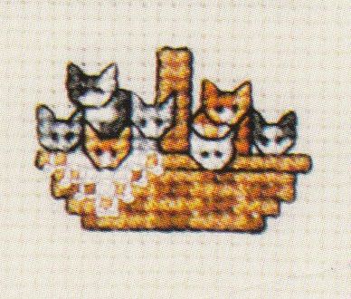 kittenbasket Cross Stitch Corner, Cross Stitch Embroidery Patterns, Tiny Cross Stitch, Cat Cross Stitch Pattern, Cross Stitch Finishing, Mini Cross Stitch, Beaded Cross Stitch, Cat Cross Stitch, Crochet Cross