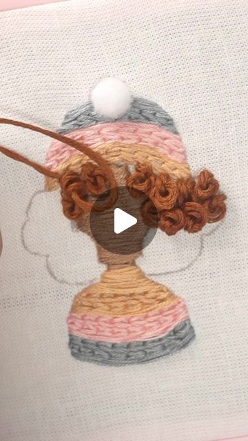 Embroidery Curly Hair, How To Embroider Hair, Embroidery Hairstyle, Curly Hair Embroidery, Hair Embroidery Tutorial, Soft Curl Hairstyles, Embroidery Hair, Curly Hair Tutorial, Hair Knot