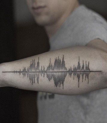 10 Beautiful sound wave tattoos ideas Tatuaje Ekg, Soundwave Tattoo, Sound Wave Tattoo, Ekg Tattoo, Dj Tattoo, Tattoo Font For Men, 30 Tattoo, Wave Tattoo Design, Heartbeat Tattoo