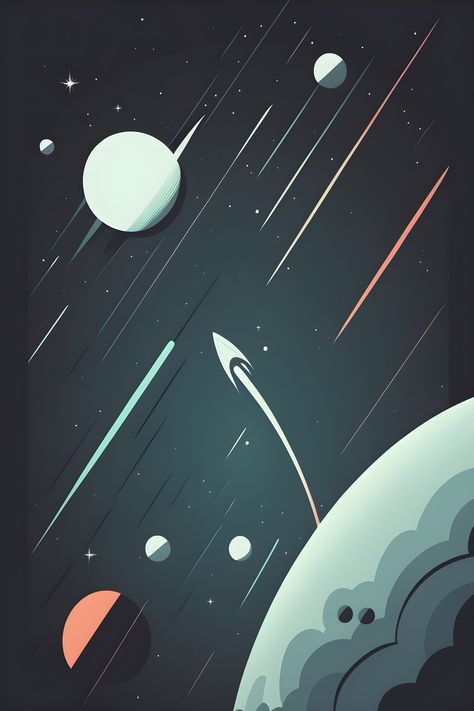 Astronomy Planets, Gray Space, Ship Vector, Minimalist Space, Space Aesthetic, Space Space, Space Illustration, Graphic Designing, Art Kids