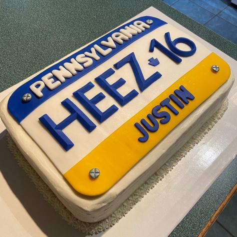 Boy 16th Birthday Cakes, Boy 16th Birthday Ideas, License Plate Cake, Boys 16th Birthday Cake, Sweet 16 For Boys, Boy 16th Birthday, Cookie Cake Designs, Birthday Sheet Cakes, Birthday Cakes For Teens