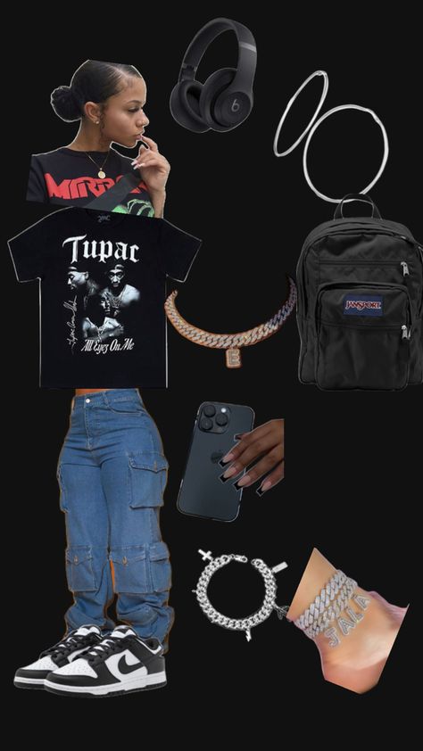 Fit for school Outfits For 80 Degree Weather For School, Back To School Outfits With Panda Dunks, Back To School Outfits Middle School Y2k, First Day Of School Outfits Highschool Freshman Baddie, Back To School Baddie, Outfit Ideas For School Black Women, Chill Outfits For School, Emergency Clothes, Fit For School