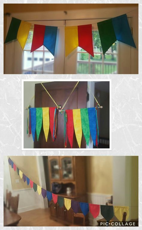 Decorations for Renaissance Faire Banners and flags for Renaissance festival Medieval Theme Party Decorations, Ren Fair Booth Ideas, Medieval Party Decorations Diy, Ren Faire Decorations, Ren Faire Decor, Medieval Bunting, Medieval Crafts For Kids, Medieval Times Party, Medieval Decorations Diy