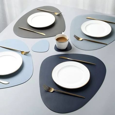 Dinner Setting, Table Placemats, Leather Finish, Minimal Style, Placemat Sets, Casual Dinner, Nordic Style, Table Mats, Decoration Table